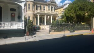 The Cornstalk Hotel. We almost stayed here. The fence has corn cobs on the posts, in case that's not visible in the picture.